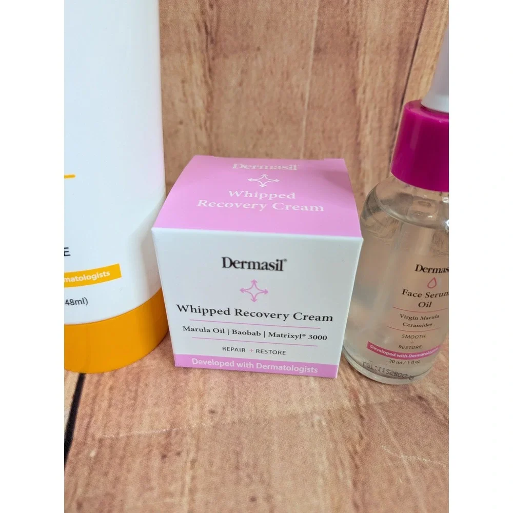 5PC Dermasil Skincare Lot - Melon Jelly Cleanser Hydra Serum Eye Roller Face Oil